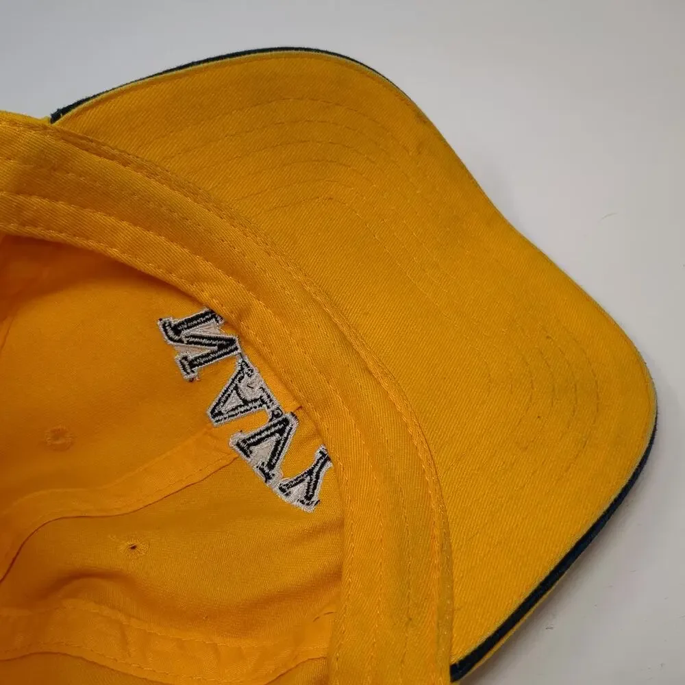 Jacobson Hat Baseball Cap Yellow One Size NAVY Embroidered Sandwich Brim Strap